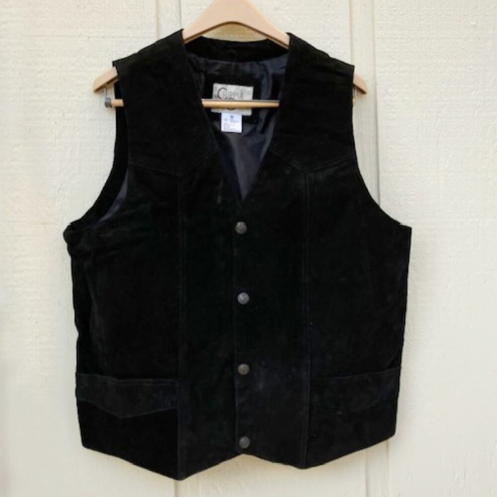 Men's Black Suede Vest by Cripple Creek